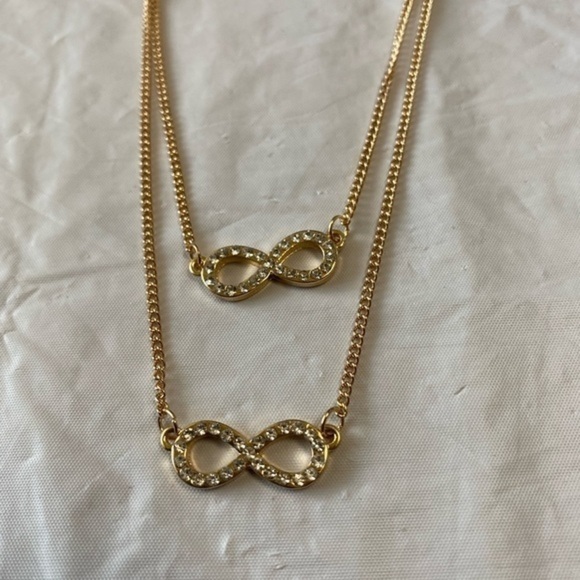 To Infinity Two Layer Necklace Gold Tone - Picture 9 of 10